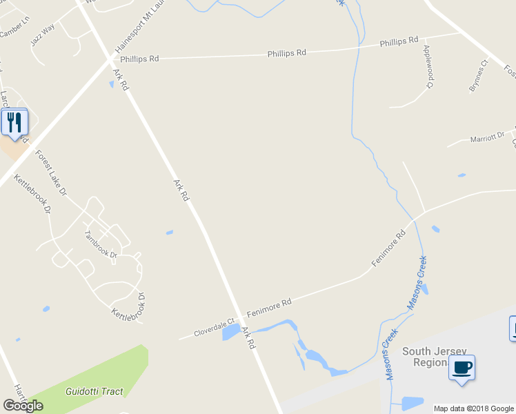 map of restaurants, bars, coffee shops, grocery stores, and more near 1903 Ark Road in Hainesport