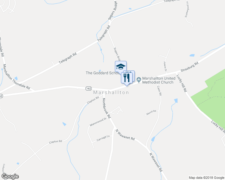 map of restaurants, bars, coffee shops, grocery stores, and more near 1370 West Strasburg Road in West Chester
