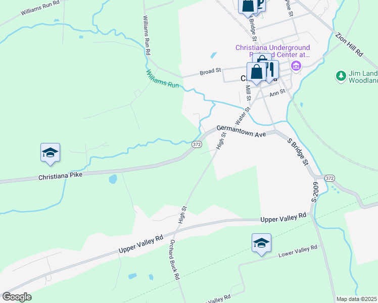 map of restaurants, bars, coffee shops, grocery stores, and more near Christiana Pike in Christiana