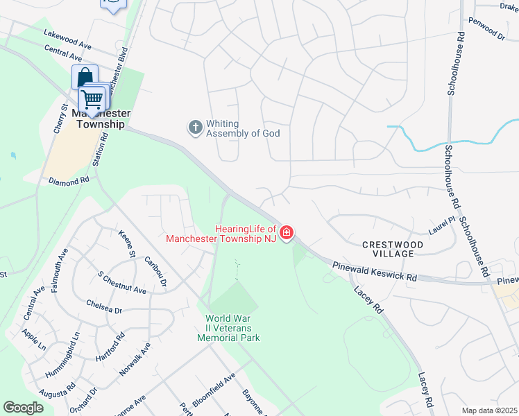 map of restaurants, bars, coffee shops, grocery stores, and more near 100 South Columbus Boulevard in Manchester Township