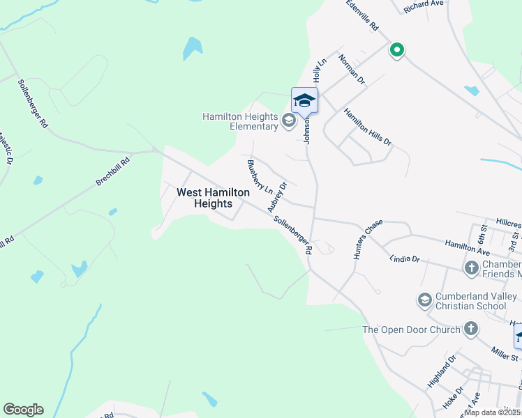 map of restaurants, bars, coffee shops, grocery stores, and more near 1022 Sollenberger Road in Chambersburg