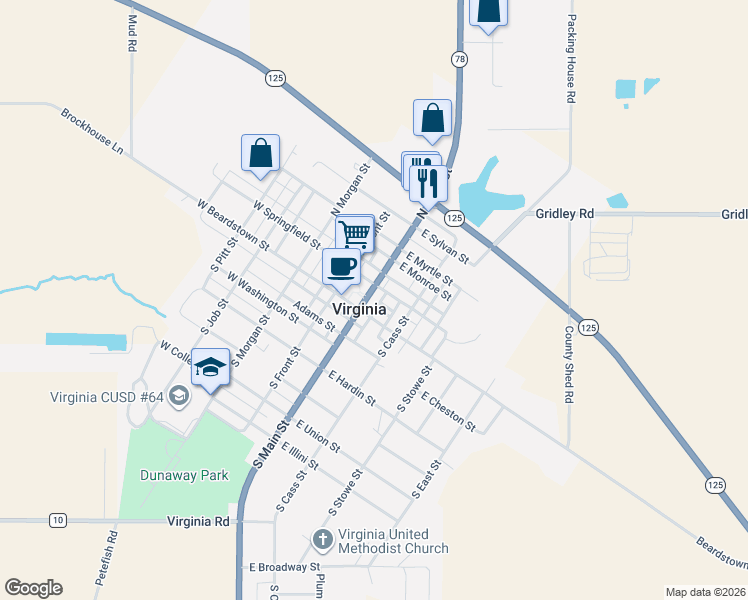 map of restaurants, bars, coffee shops, grocery stores, and more near in Virginia