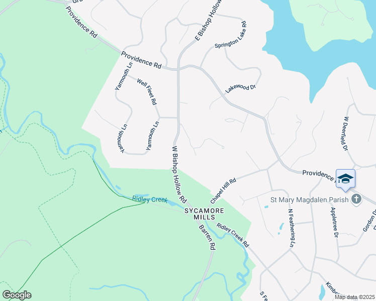 map of restaurants, bars, coffee shops, grocery stores, and more near 12 Toft Woods Way in Media