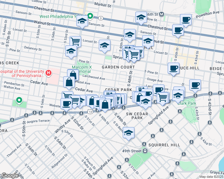 map of restaurants, bars, coffee shops, grocery stores, and more near in Philadelphia