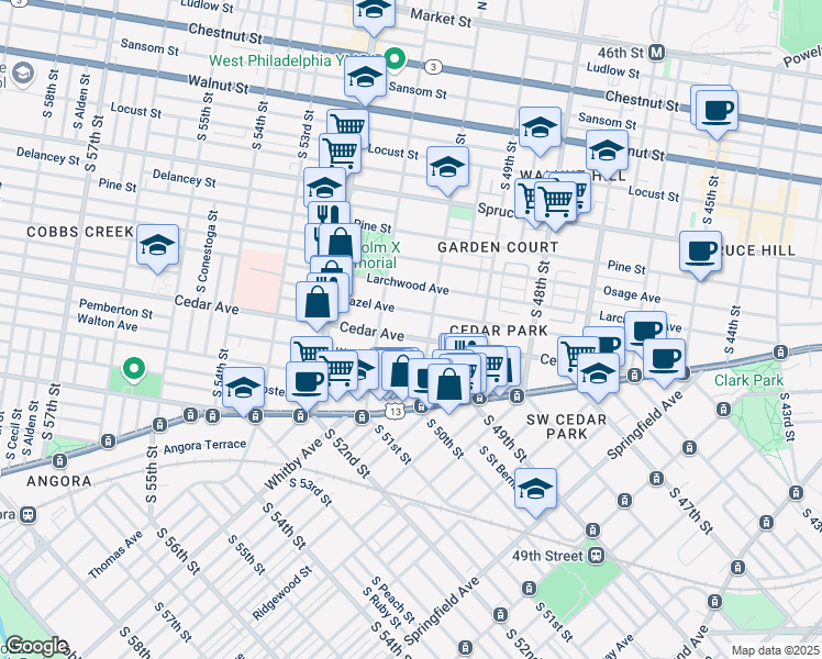 map of restaurants, bars, coffee shops, grocery stores, and more near in Philadelphia
