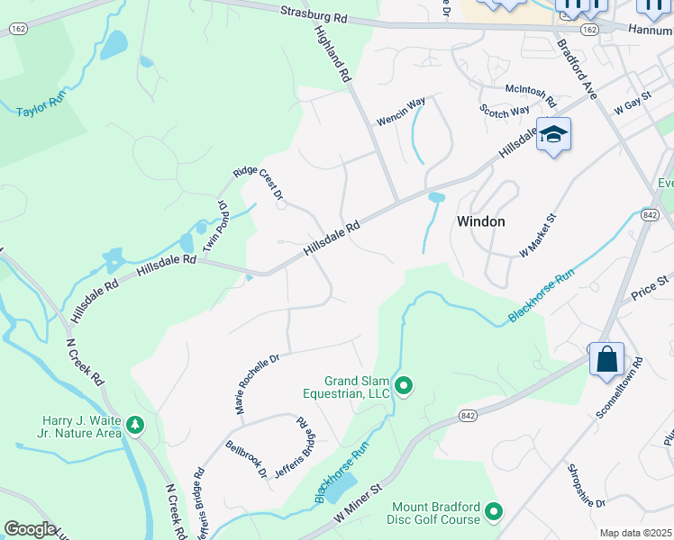 map of restaurants, bars, coffee shops, grocery stores, and more near 854 Chandlee Drive in West Chester