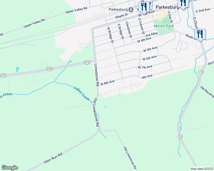 map of restaurants, bars, coffee shops, grocery stores, and more near 810 8th Avenue in Parkesburg