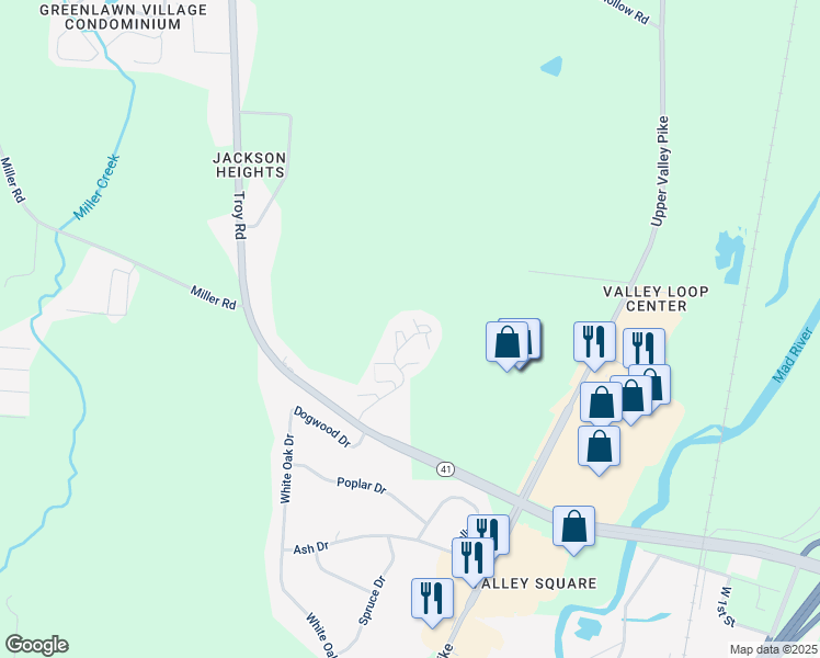 map of restaurants, bars, coffee shops, grocery stores, and more near 1623 Avodire Drive in Springfield