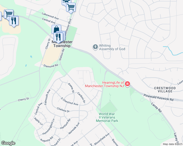 map of restaurants, bars, coffee shops, grocery stores, and more near 57 Westport Drive in Manchester Township