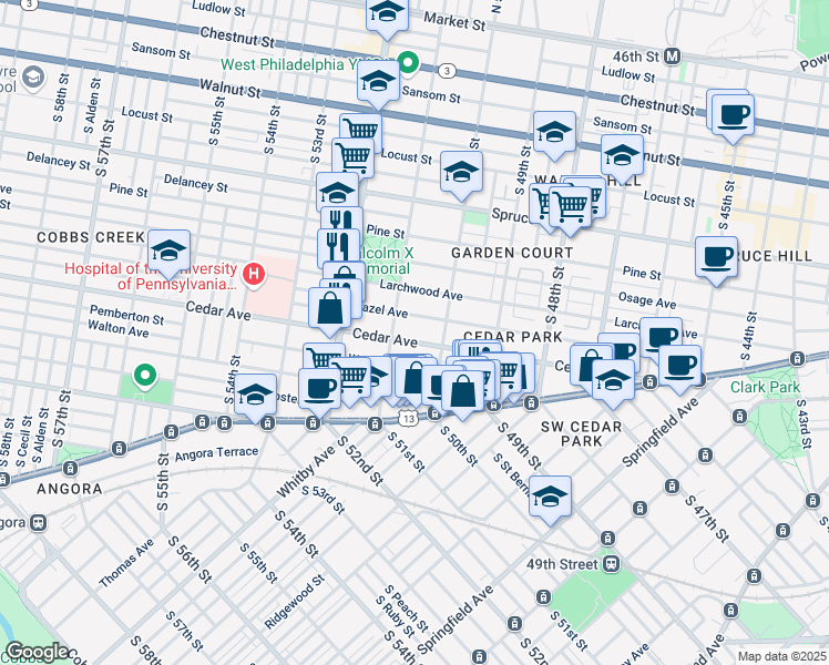 map of restaurants, bars, coffee shops, grocery stores, and more near in Philadelphia