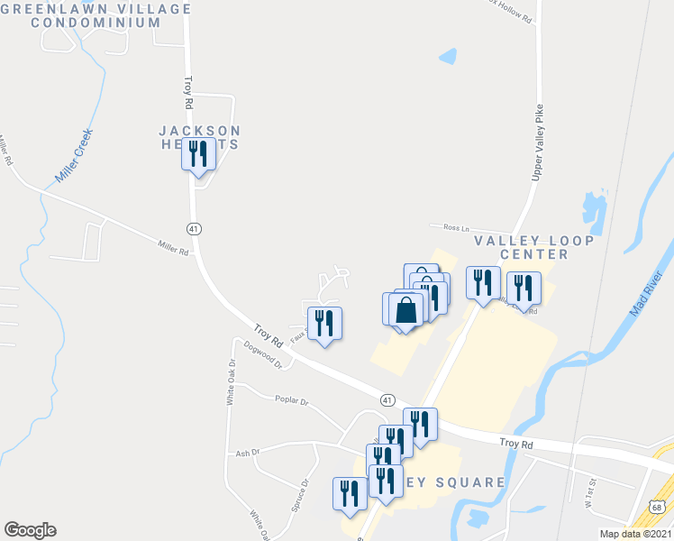 map of restaurants, bars, coffee shops, grocery stores, and more near 1621 Avodire Drive in Springfield