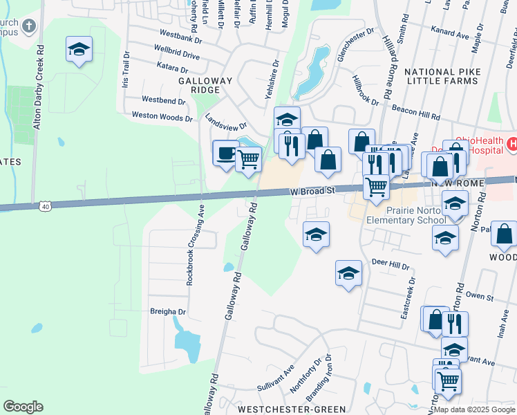 map of restaurants, bars, coffee shops, grocery stores, and more near 5711 West Broad Street in Galloway