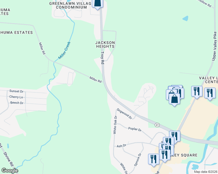 map of restaurants, bars, coffee shops, grocery stores, and more near 3036 West 1st Street in Springfield