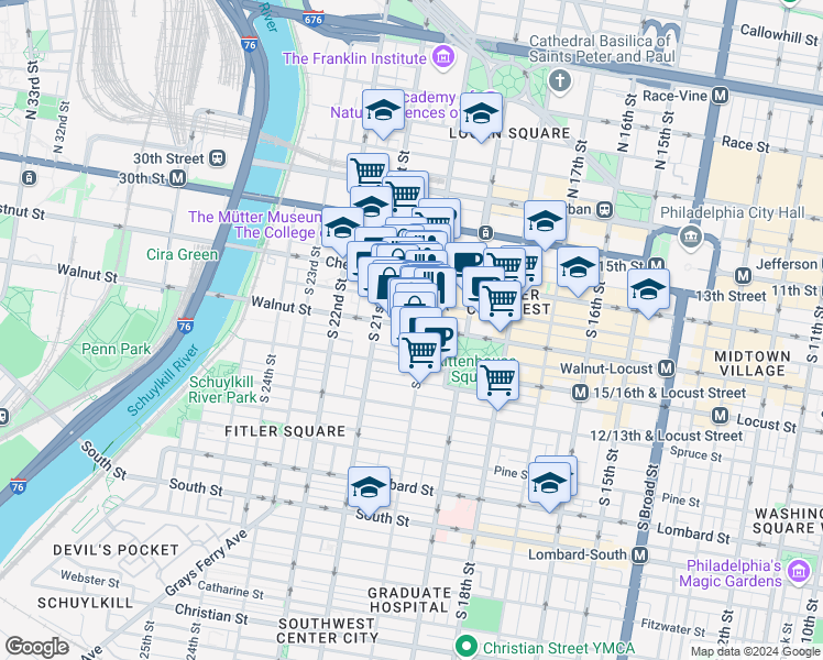 map of restaurants, bars, coffee shops, grocery stores, and more near 1998 Moravian Street in Philadelphia