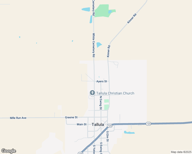 map of restaurants, bars, coffee shops, grocery stores, and more near 504 North Yates Street in Tallula