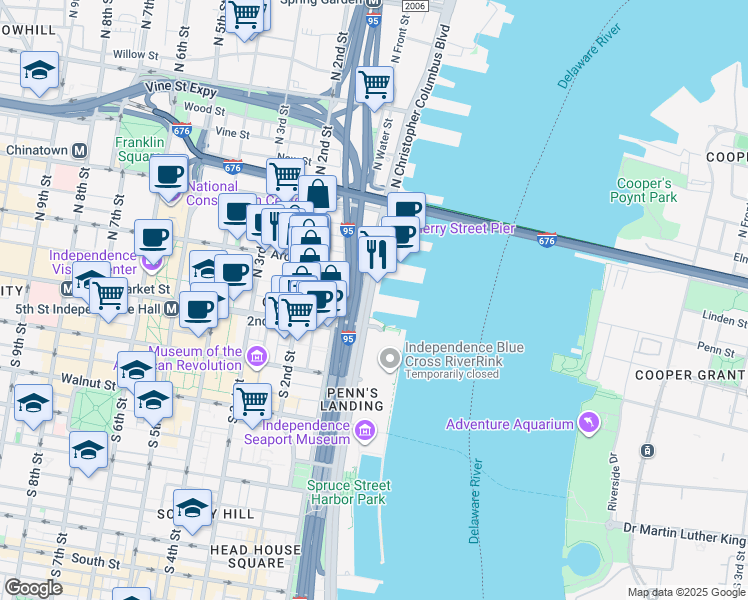 map of restaurants, bars, coffee shops, grocery stores, and more near 7 North Chris Columbus Boulevard # Park in Philadelphia