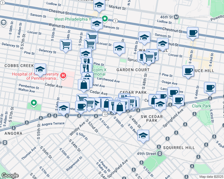 map of restaurants, bars, coffee shops, grocery stores, and more near in Philadelphia
