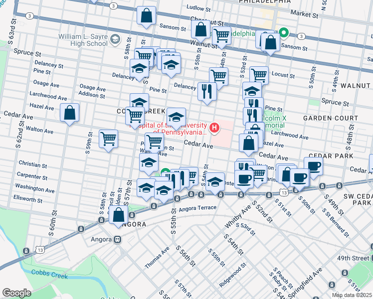 map of restaurants, bars, coffee shops, grocery stores, and more near in Philadelphia
