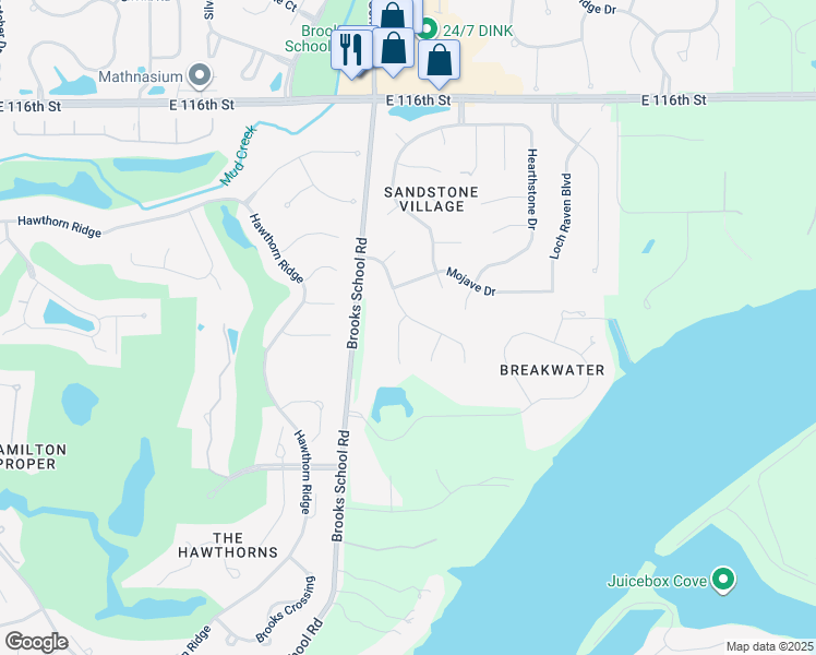 map of restaurants, bars, coffee shops, grocery stores, and more near 11180 Desert Glen Drive in Fishers