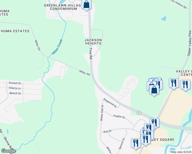 map of restaurants, bars, coffee shops, grocery stores, and more near 3036 West 1st Street in Springfield