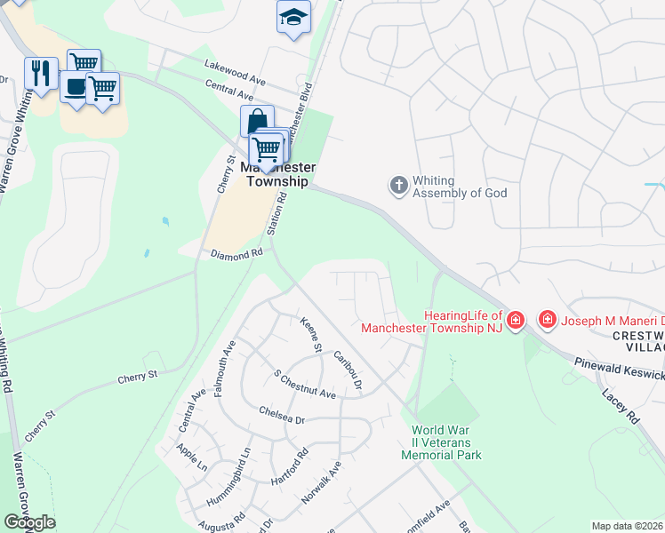 map of restaurants, bars, coffee shops, grocery stores, and more near 89 Westport Drive in Manchester Township