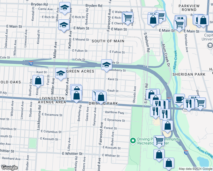 map of restaurants, bars, coffee shops, grocery stores, and more near 788 Fairwood Avenue in Columbus