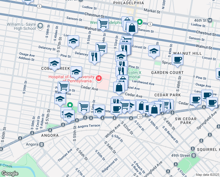 map of restaurants, bars, coffee shops, grocery stores, and more near 5236 Rodman Street in Philadelphia