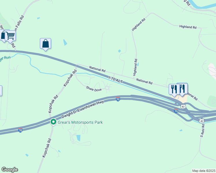 map of restaurants, bars, coffee shops, grocery stores, and more near 3000 Shale Drive in Zanesville
