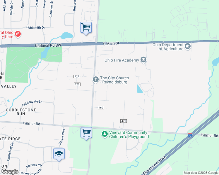 map of restaurants, bars, coffee shops, grocery stores, and more near 1767 Laura Lane in Reynoldsburg