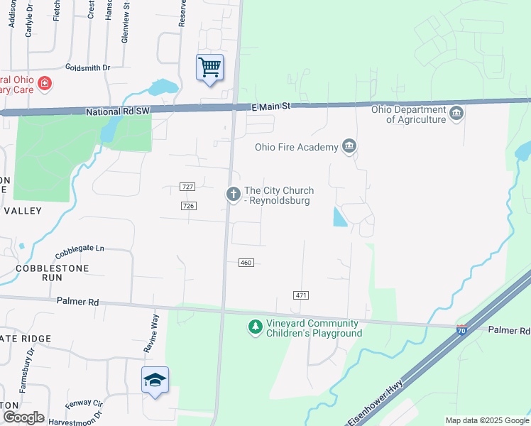 map of restaurants, bars, coffee shops, grocery stores, and more near 1767 Laura Lane in Reynoldsburg