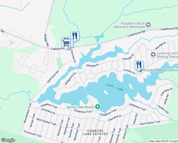 map of restaurants, bars, coffee shops, grocery stores, and more near 7 Talledega Trail in Pemberton Township