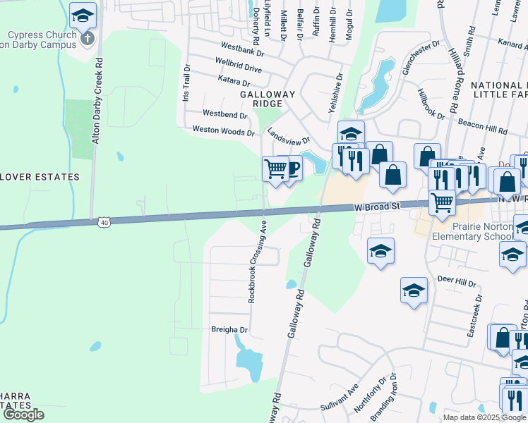 map of restaurants, bars, coffee shops, grocery stores, and more near 1 Doherty Road in Galloway