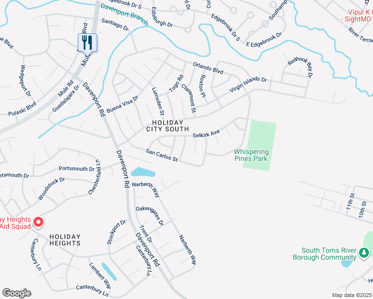 map of restaurants, bars, coffee shops, grocery stores, and more near 12 Camrose Street in Toms River