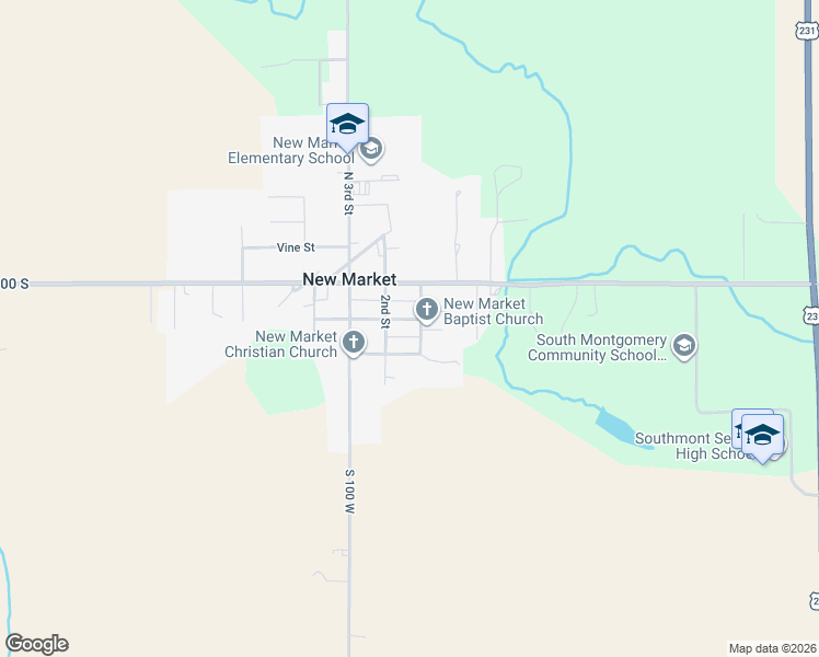 map of restaurants, bars, coffee shops, grocery stores, and more near 207 Pine Street in New Market