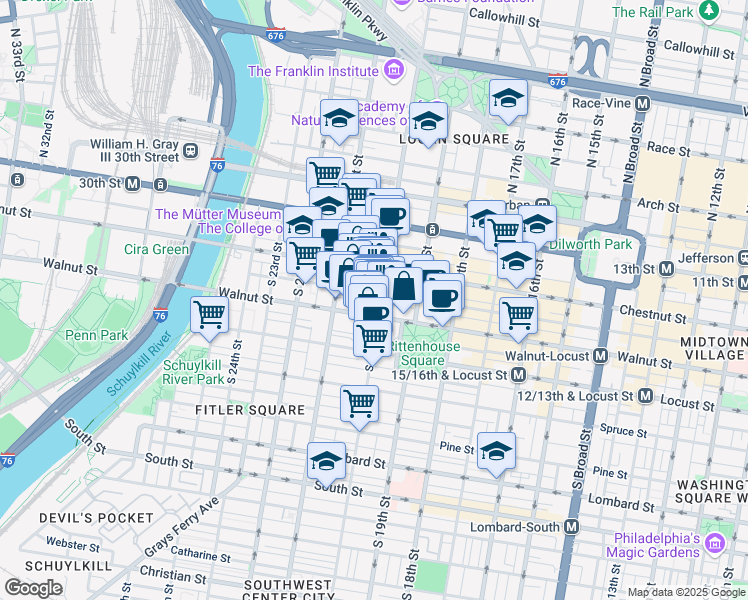 map of restaurants, bars, coffee shops, grocery stores, and more near 1998 Moravian Street in Philadelphia
