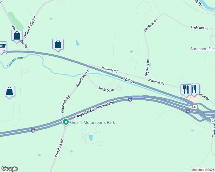 map of restaurants, bars, coffee shops, grocery stores, and more near 3220 Jane Circle in Zanesville