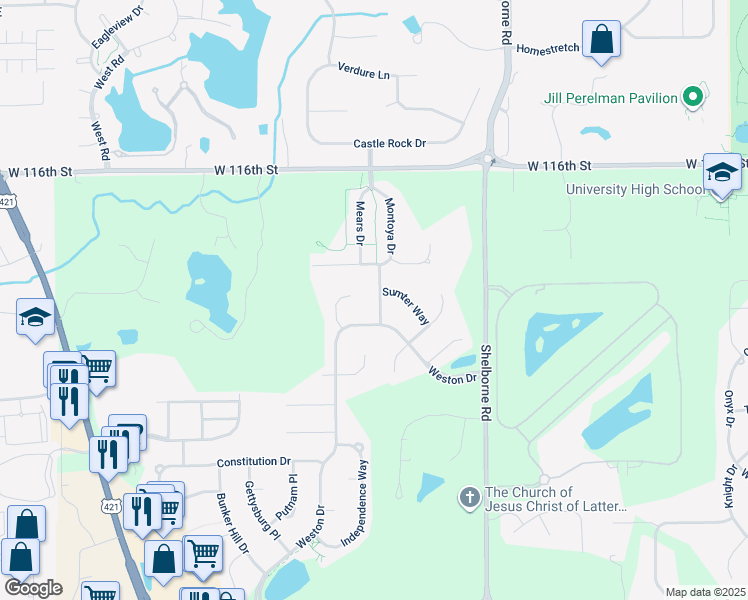 map of restaurants, bars, coffee shops, grocery stores, and more near 10908 Yorktown Crossing in Carmel
