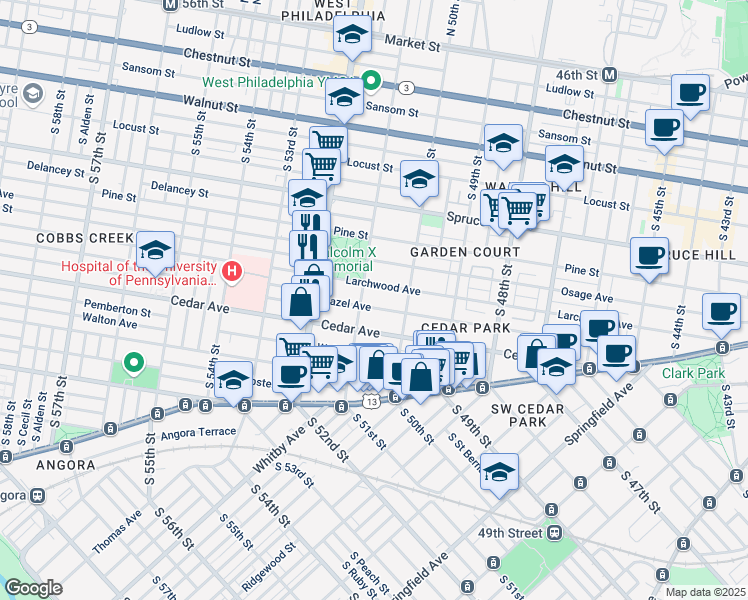 map of restaurants, bars, coffee shops, grocery stores, and more near in Philadelphia