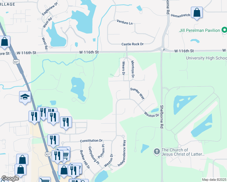 map of restaurants, bars, coffee shops, grocery stores, and more near 10906 Trumbull Circle in Carmel