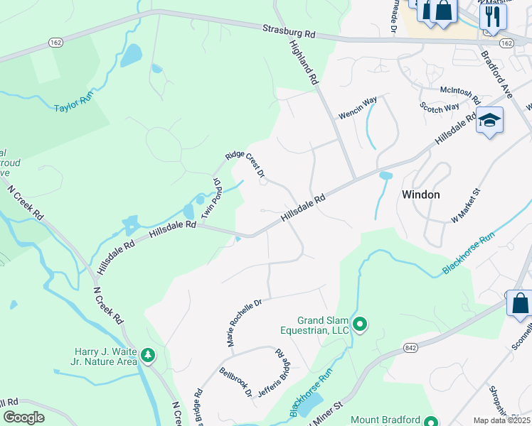 map of restaurants, bars, coffee shops, grocery stores, and more near 855 Hillsdale Road in West Chester