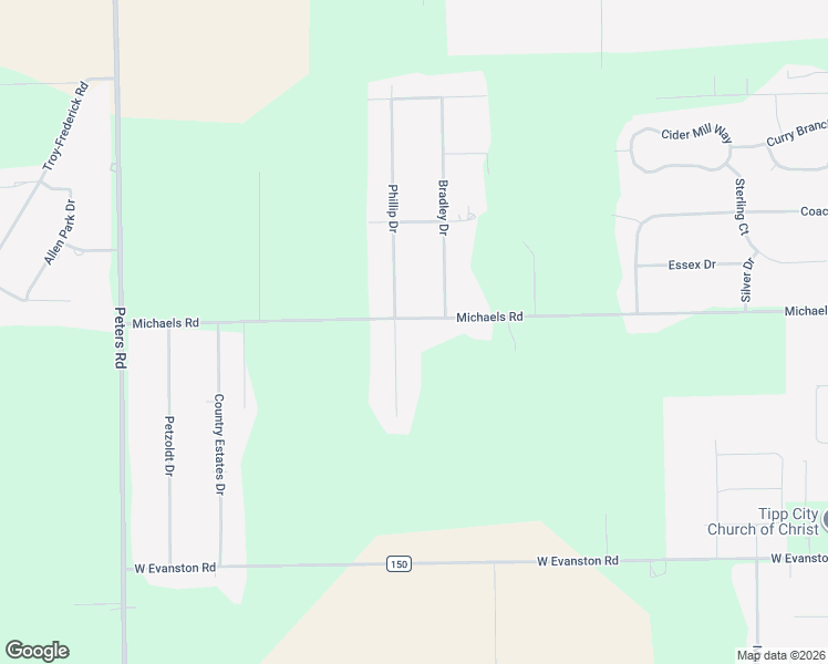 map of restaurants, bars, coffee shops, grocery stores, and more near 910 Michaels Road in Tipp City