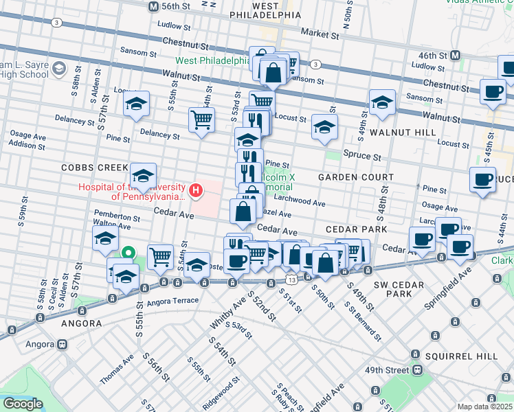 map of restaurants, bars, coffee shops, grocery stores, and more near in Philadelphia