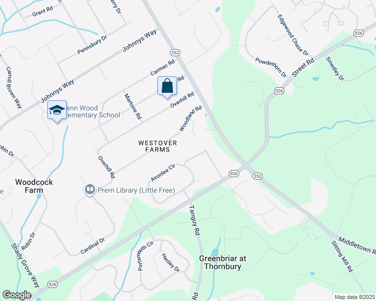 map of restaurants, bars, coffee shops, grocery stores, and more near 1541 Apple Tree Road in Chester County