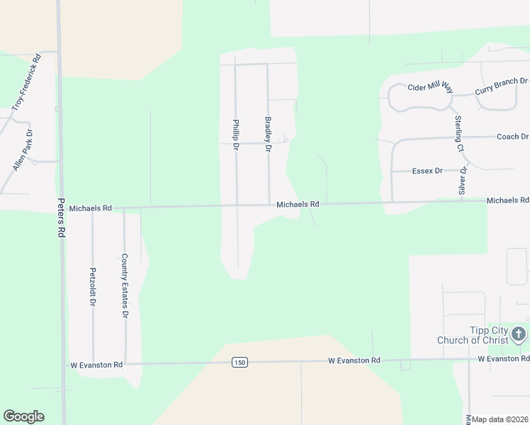 map of restaurants, bars, coffee shops, grocery stores, and more near 910 Michaels Road in Tipp City