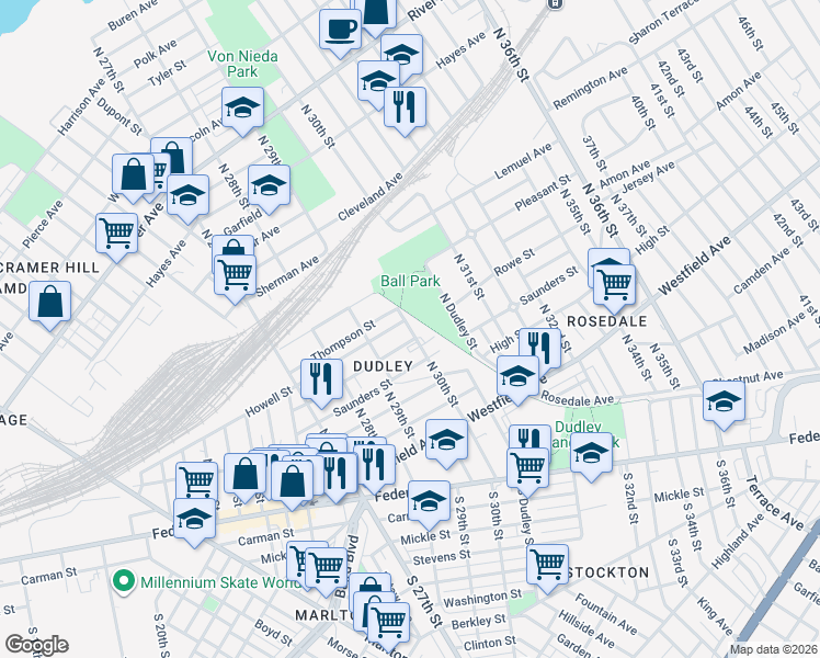 map of restaurants, bars, coffee shops, grocery stores, and more near in Camden