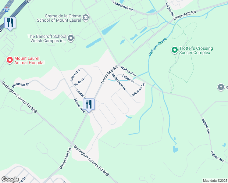 map of restaurants, bars, coffee shops, grocery stores, and more near 4 Hopemont Drive in Mount Laurel
