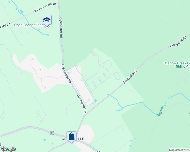 map of restaurants, bars, coffee shops, grocery stores, and more near 535 Gradyville Road in Newtown Square
