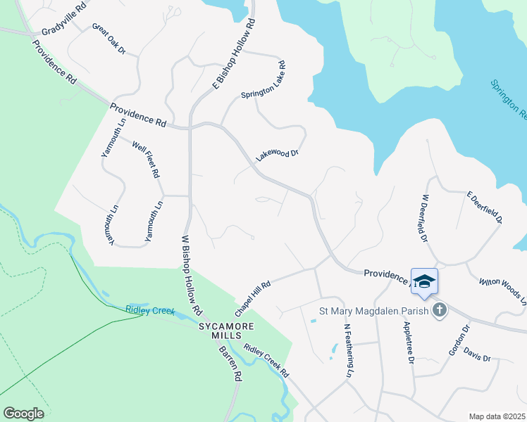 map of restaurants, bars, coffee shops, grocery stores, and more near 210 White Tail Lane in Media