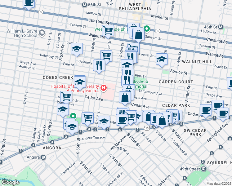 map of restaurants, bars, coffee shops, grocery stores, and more near 5236 Rodman Street in Philadelphia