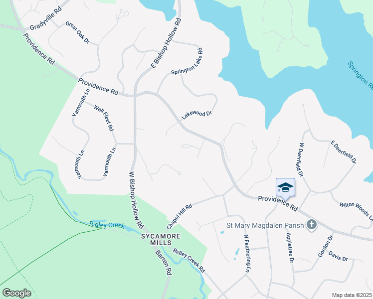 map of restaurants, bars, coffee shops, grocery stores, and more near 210 White Tail Lane in Media